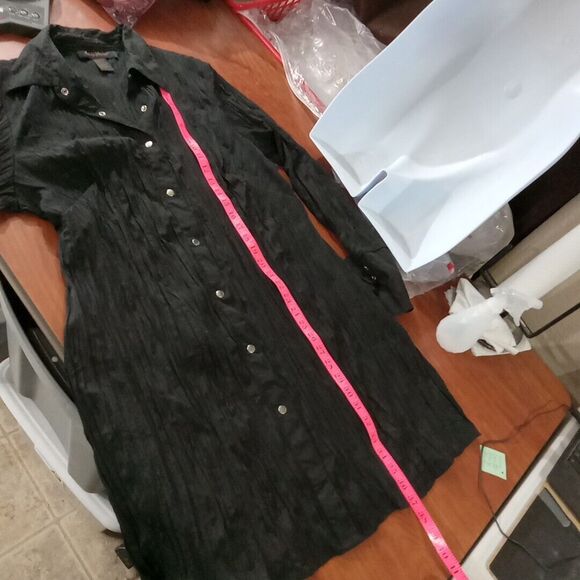 Ashley Stewart shirt Dress women's size 18 black button up - Picture 12 of 15